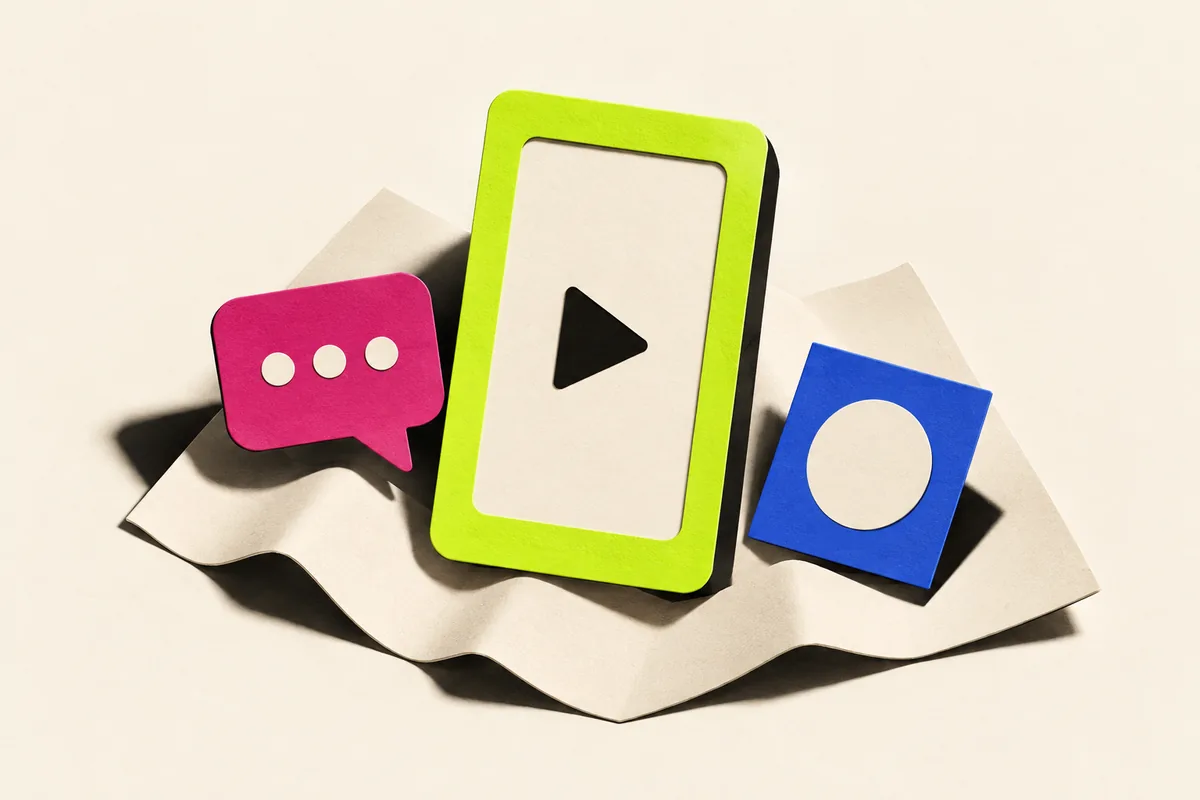 Khung video dọc kết hợp nội dung và trao đổi trên mạng xã hội